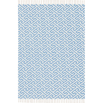 שטיח קילים הדס 03 תכלת/לבן עם פרנזים | השטיח האדום