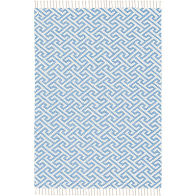 שטיח קילים הדס 03 תכלת/לבן עם פרנזים | השטיח האדום