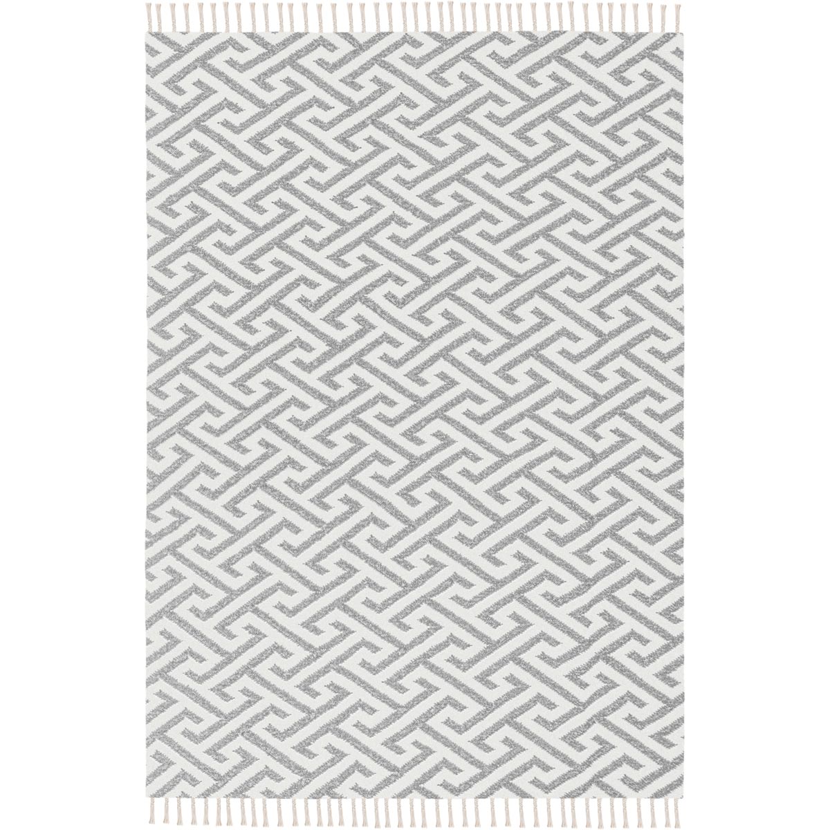 שטיח קילים הדס 03 אפור/לבן עם פרנזים | השטיח האדום