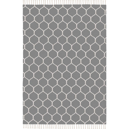 שטיח קילים הדס 04 אפור/לבן עם פרנזים | השטיח האדום