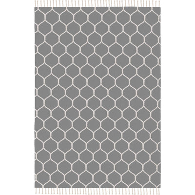 שטיח קילים הדס 04 אפור/לבן עם פרנזים | השטיח האדום