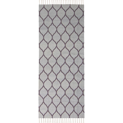 שטיח קילים הדס 04 אפור/סגול ראנר עם פרנזים | השטיח האדום