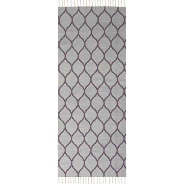 שטיח קילים הדס 04 אפור/סגול ראנר עם פרנזים KILIM