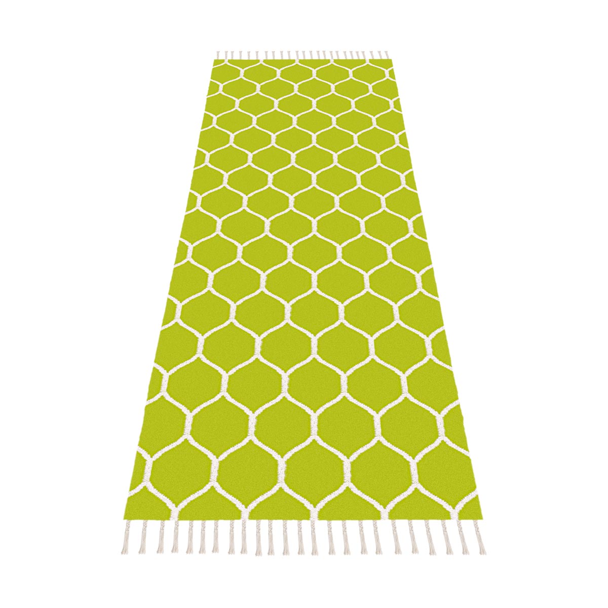 שטיח קילים הדס 04 ירוק/לבן ראנר עם פרנזים | השטיח האדום