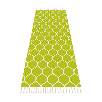 שטיח קילים הדס 04 ירוק/לבן ראנר עם פרנזים | השטיח האדום