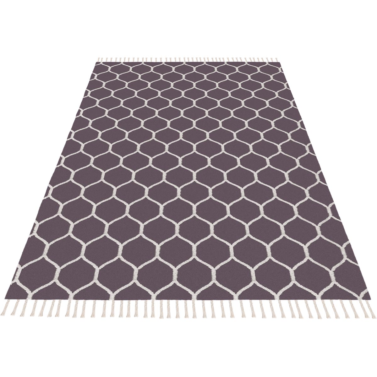 שטיח קילים הדס 04 סגול/אפור עם פרנזים | השטיח האדום