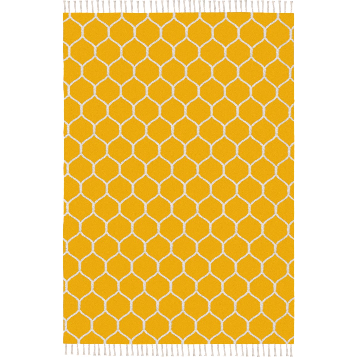 שטיח קילים הדס 04 צהוב/לבן עם פרנזים | השטיח האדום