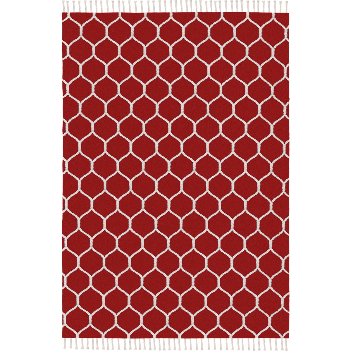 שטיח קילים הדס 04 אדום/לבן עם פרנזים | השטיח האדום