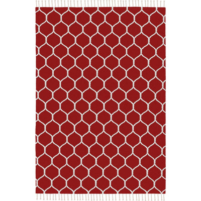 שטיח קילים הדס 04 אדום/לבן עם פרנזים | השטיח האדום