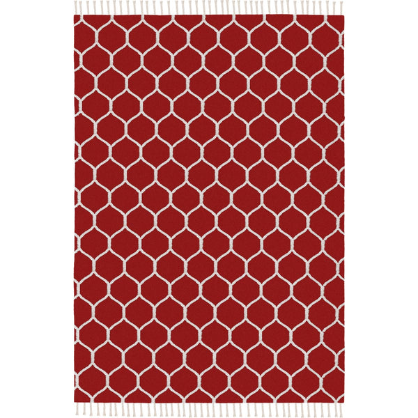 שטיח קילים הדס 04 אדום/לבן עם פרנזים KILIM