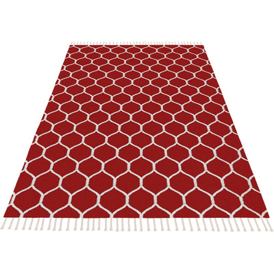 שטיח קילים הדס 04 אדום/לבן עם פרנזים | השטיח האדום