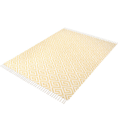 שטיח קילים הדס 05 צהוב/לבן עם פרנזים | השטיח האדום