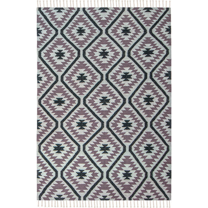 שטיח קילים הדס 11 אפור/סגול/שחור עם פרנזים | השטיח האדום