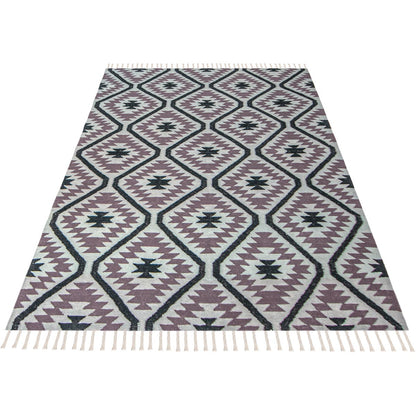 שטיח קילים הדס 11 אפור/סגול/שחור עם פרנזים | השטיח האדום