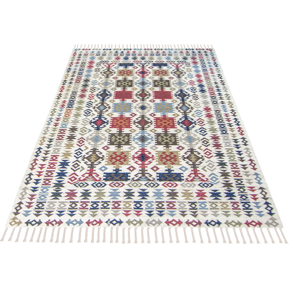 שטיח קילים שיראז 01 צבעוני עם פרנזים | השטיח האדום