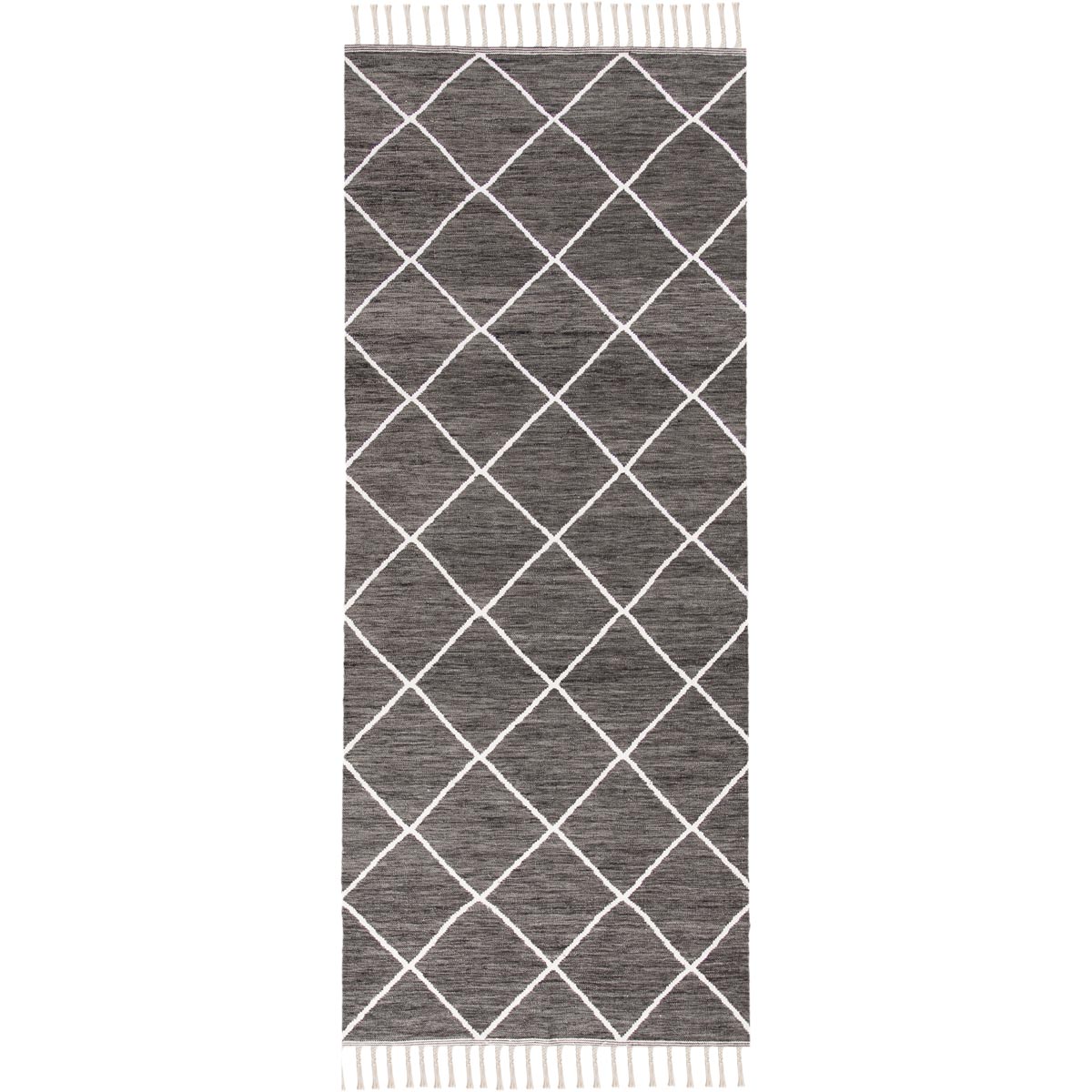 שטיח קילים שוהם 01 אפור כהה ראנר עם פרנזים | השטיח האדום