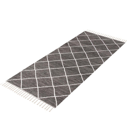 שטיח קילים שוהם 01 אפור כהה ראנר עם פרנזים | השטיח האדום