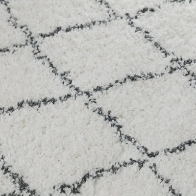 שטיח קזבלנקה 03 לבן/שחור עגול | השטיח האדום