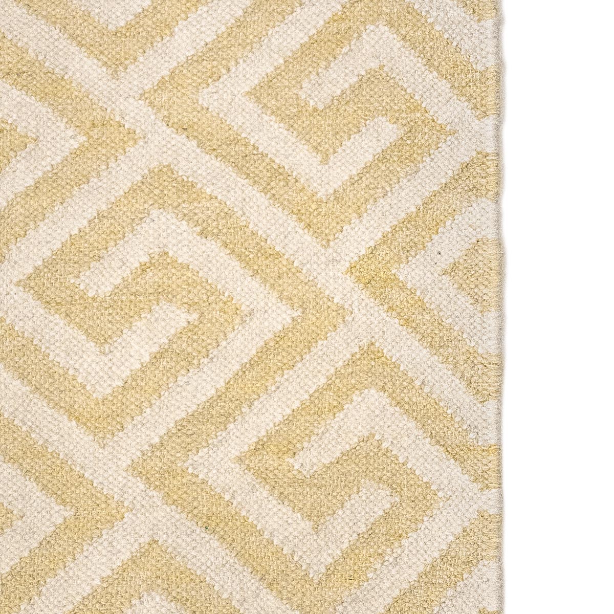 שטיח קילים הדס 05 צהוב/לבן עם פרנזים | השטיח האדום