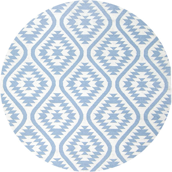 שטיח קילים הדס 11 תכלת/לבן עגול KILIM