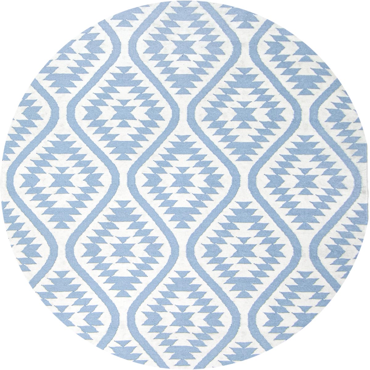 שטיח קילים הדס 11 תכלת/לבן עגול | השטיח האדום