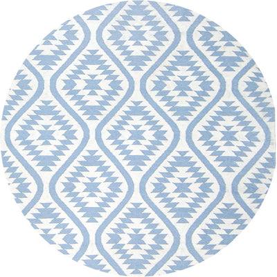 שטיח קילים הדס 11 תכלת/לבן עגול | השטיח האדום