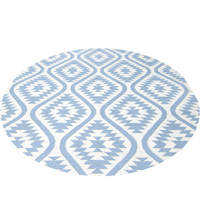 שטיח קילים הדס 11 תכלת/לבן עגול | השטיח האדום