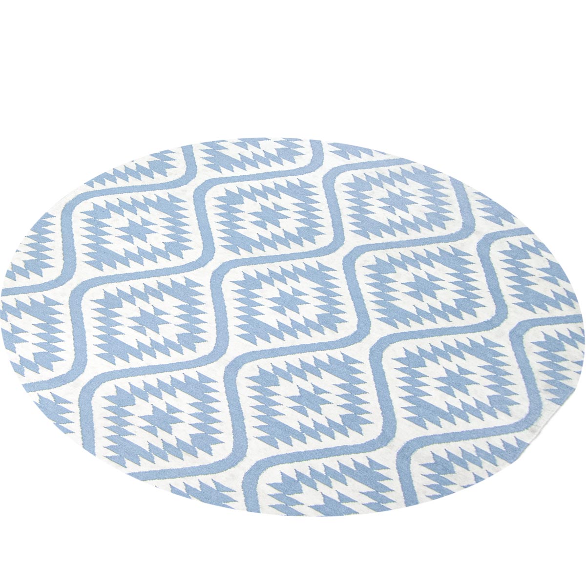 שטיח קילים הדס 11 תכלת/לבן עגול | השטיח האדום