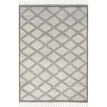 שטיח ברבר מרוקאי 09 לבן/אפור עם פרנזים | השטיח האדום