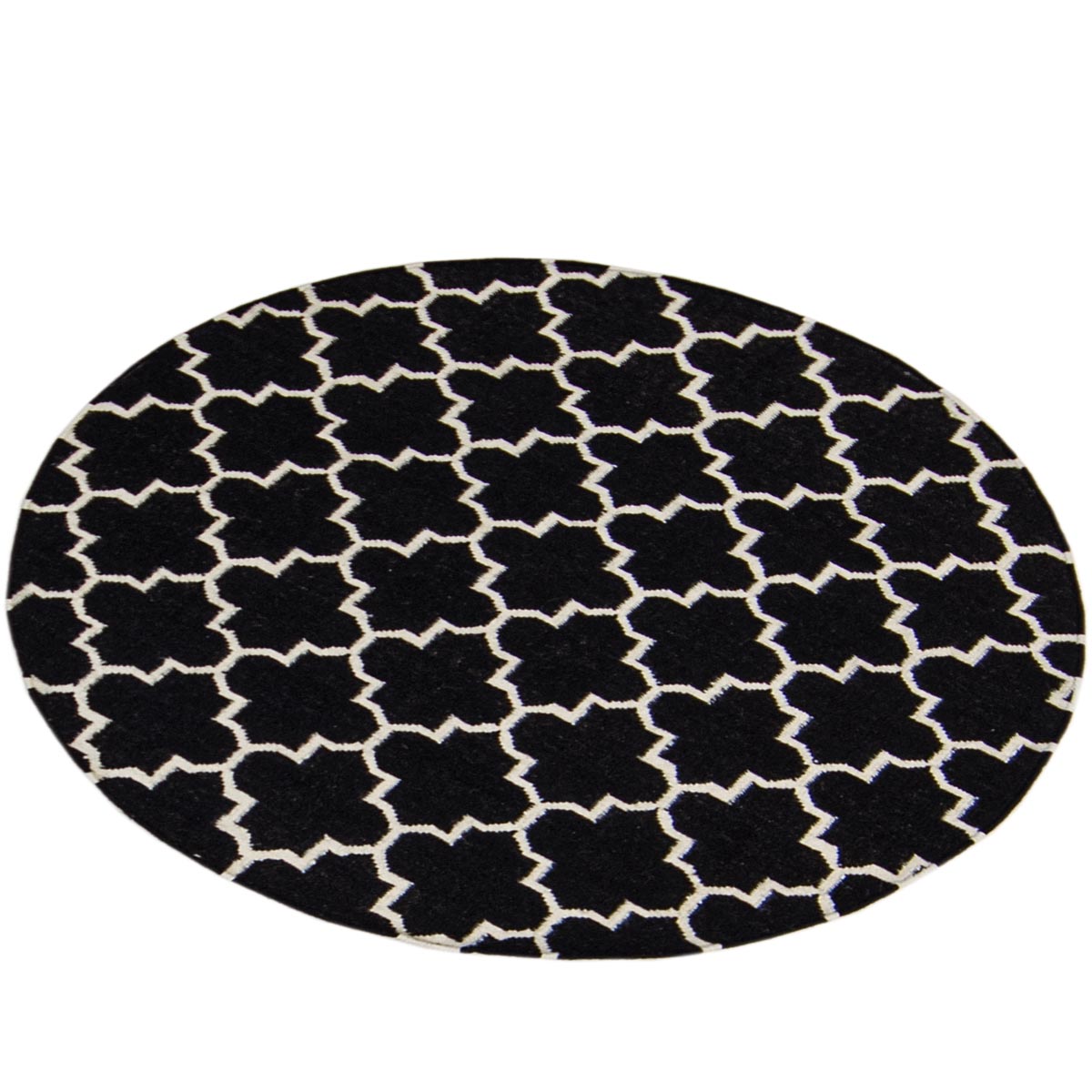 שטיח קילים הדס 07 שחור/לבן עגול | השטיח האדום