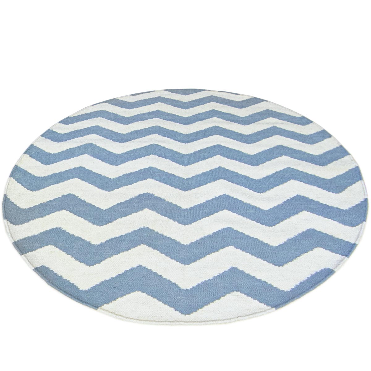 שטיח קילים הדס 01 תכלת/לבן עגול | השטיח האדום
