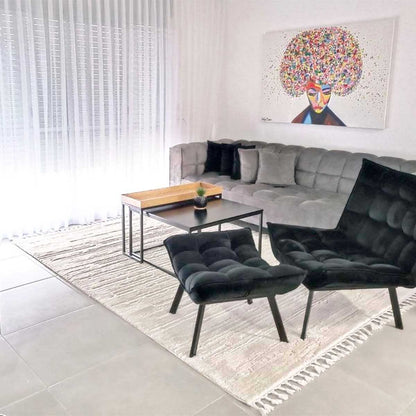 שטיח אטלס 22 קרם עם פרנזים | השטיח האדום