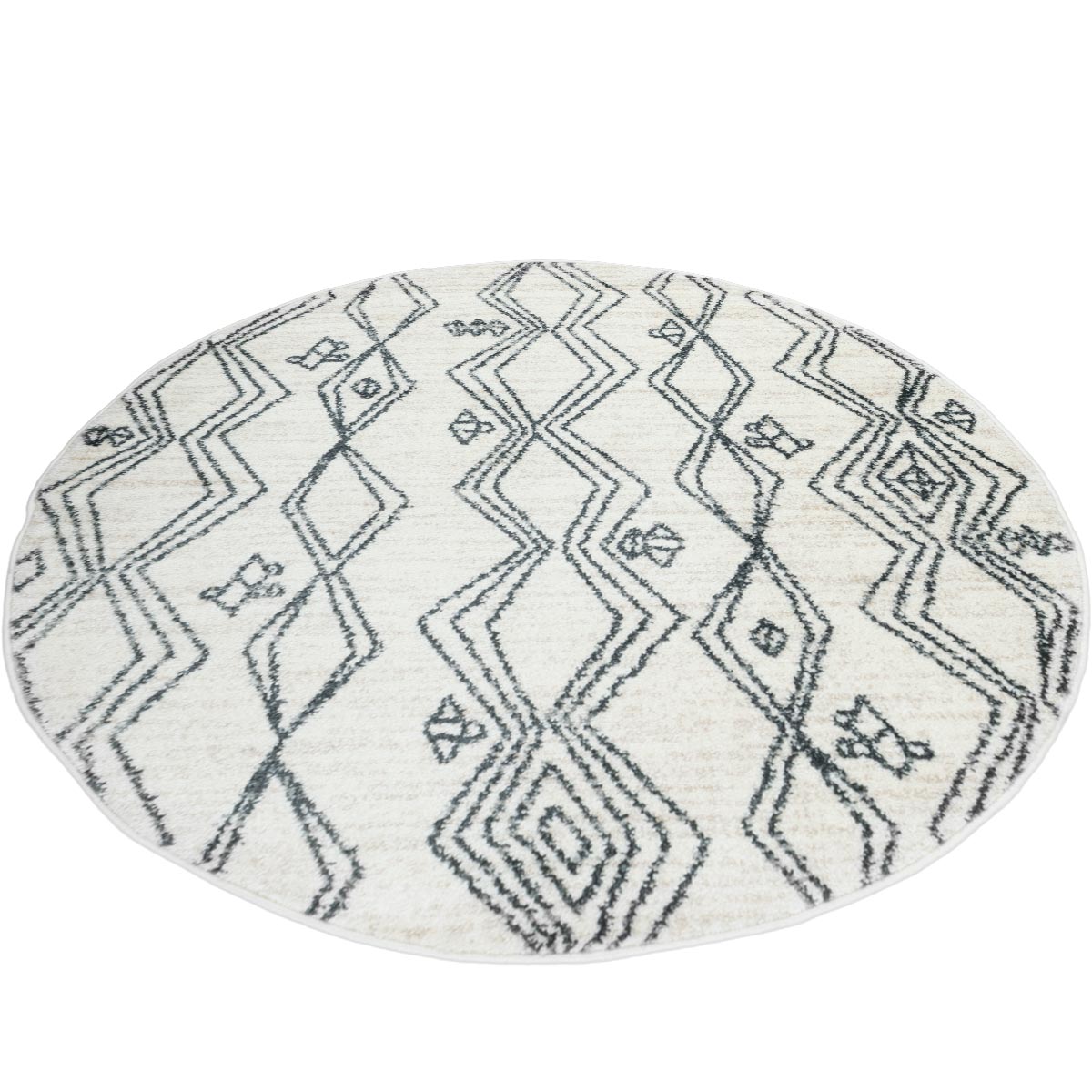 שטיח מרקש 23 קרם/שחור עגול | השטיח האדום