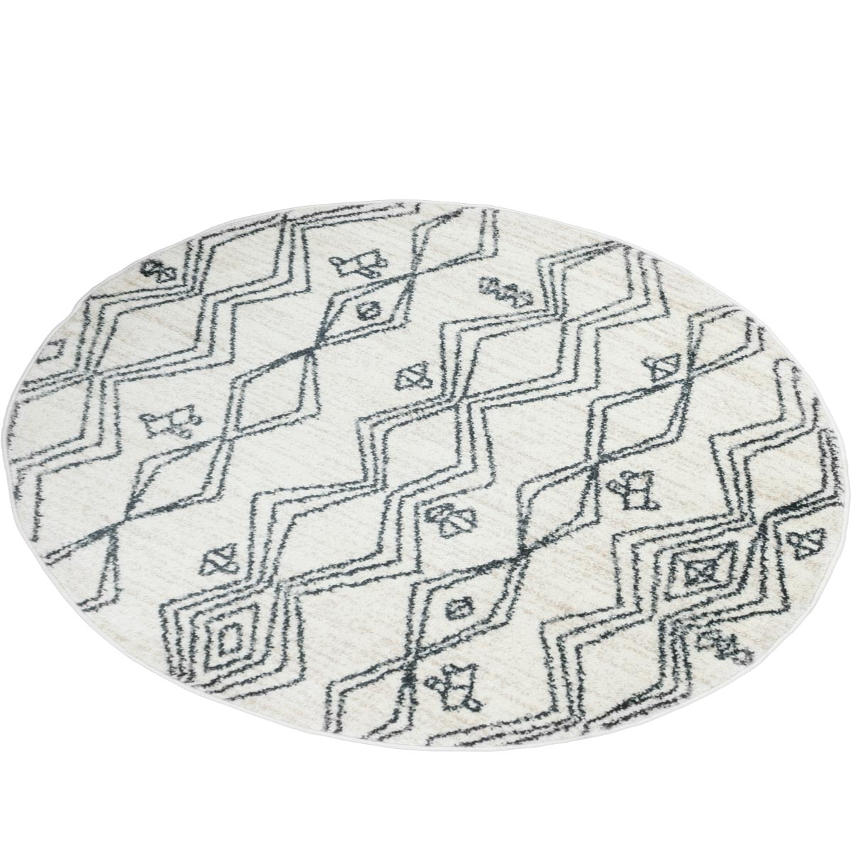 שטיח מרקש 23 קרם/שחור עגול | השטיח האדום