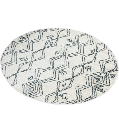 שטיח מרקש 23 קרם/שחור עגול | השטיח האדום