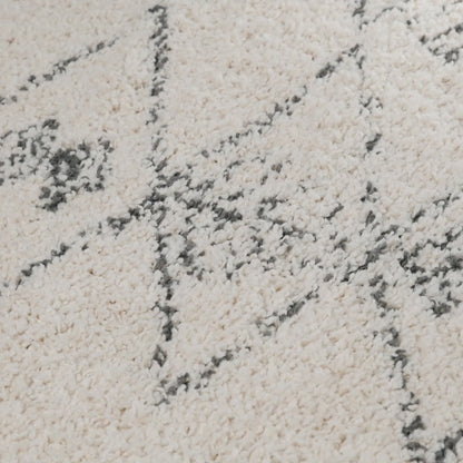 שטיח שאגי מרקש 01 קרם/שחור עם פרנזים | השטיח האדום