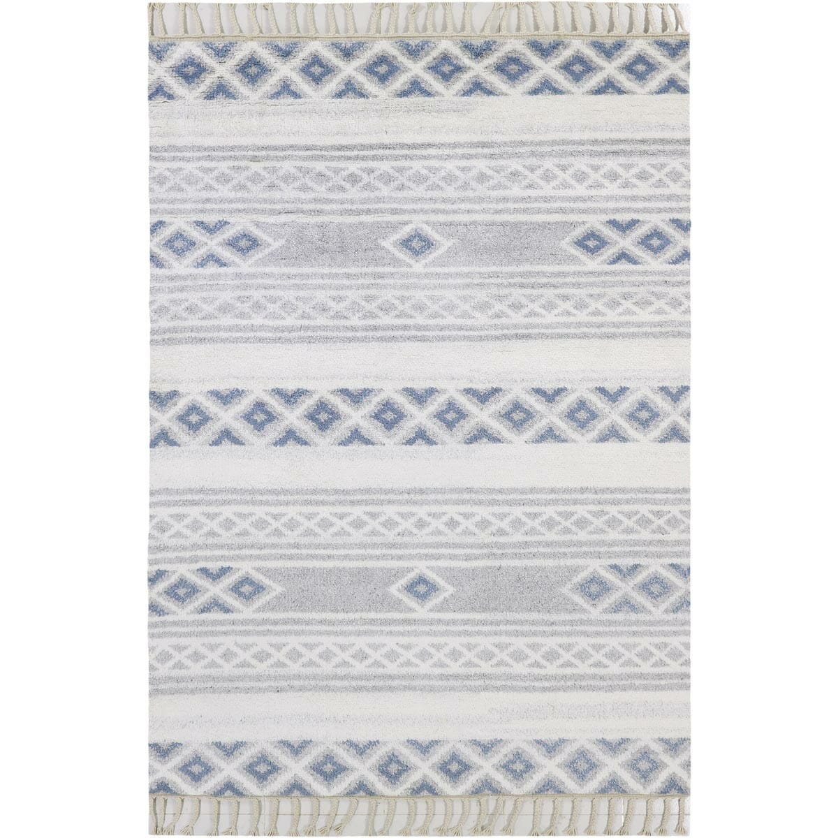 שטיח ברבר מרוקאי 04 כחול/אפור עם פרנזים | השטיח האדום