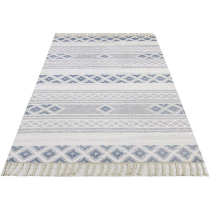 שטיח ברבר מרוקאי 04 כחול/אפור עם פרנזים | השטיח האדום