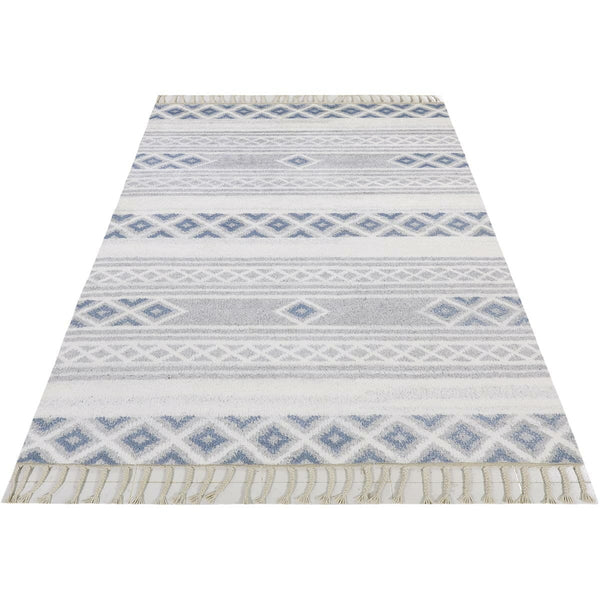 שטיח ברבר מרוקאי 04 כחול/אפור עם פרנזים BERBER - hover