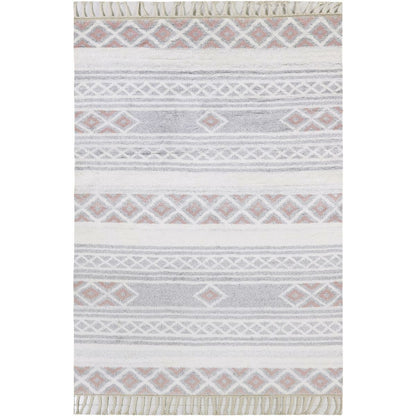 שטיח ברבר מרוקאי 04 ורוד/אפור עם פרנזים | השטיח האדום