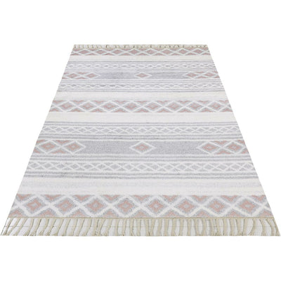 שטיח ברבר מרוקאי 04 ורוד/אפור עם פרנזים | השטיח האדום