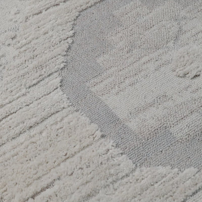שטיח אטלס 01 אפור/קרם עם פרנזים | השטיח האדום