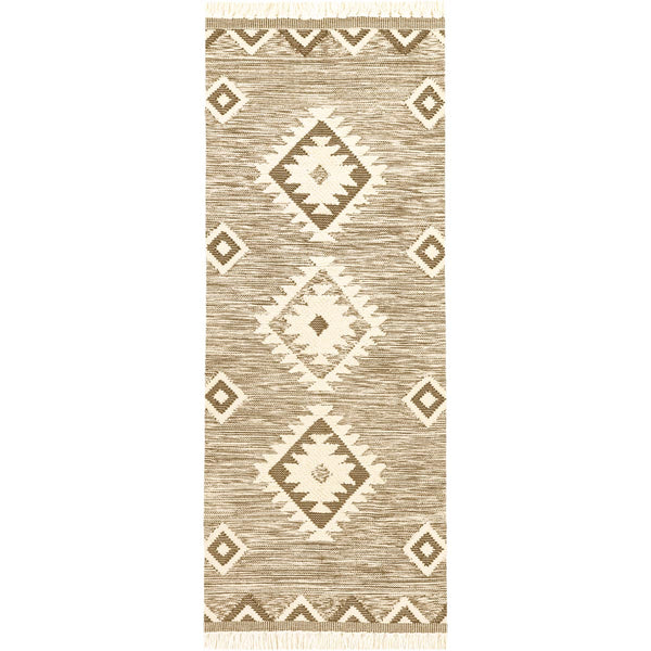 שטיח קילים סקנדינבי 06 חום ראנר עם פרנזים KILIM