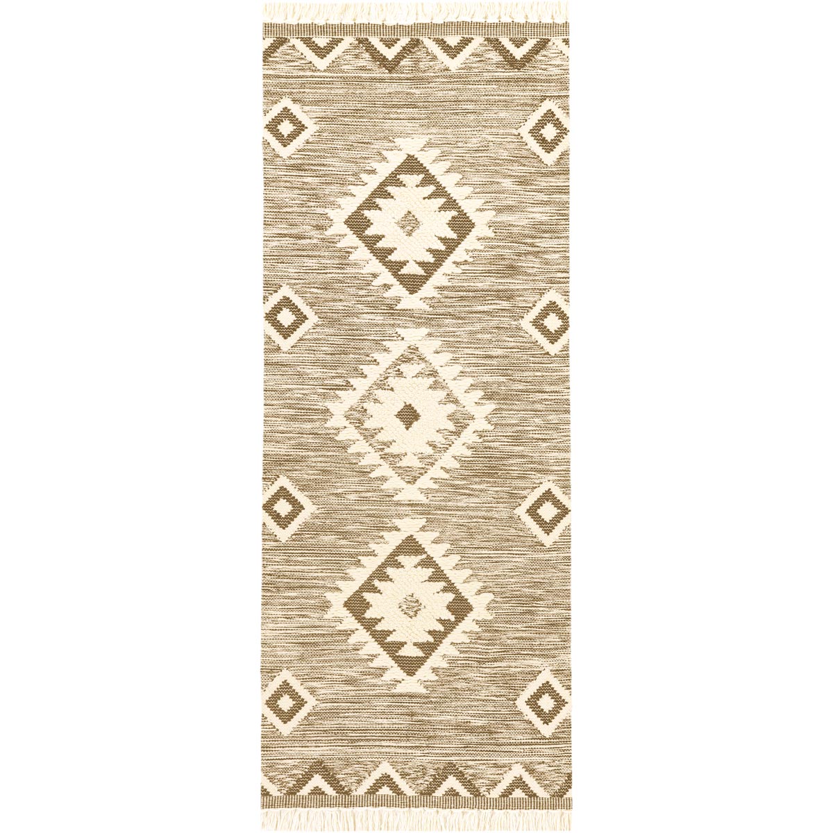 שטיח קילים סקנדינבי 06 חום ראנר עם פרנזים | השטיח האדום