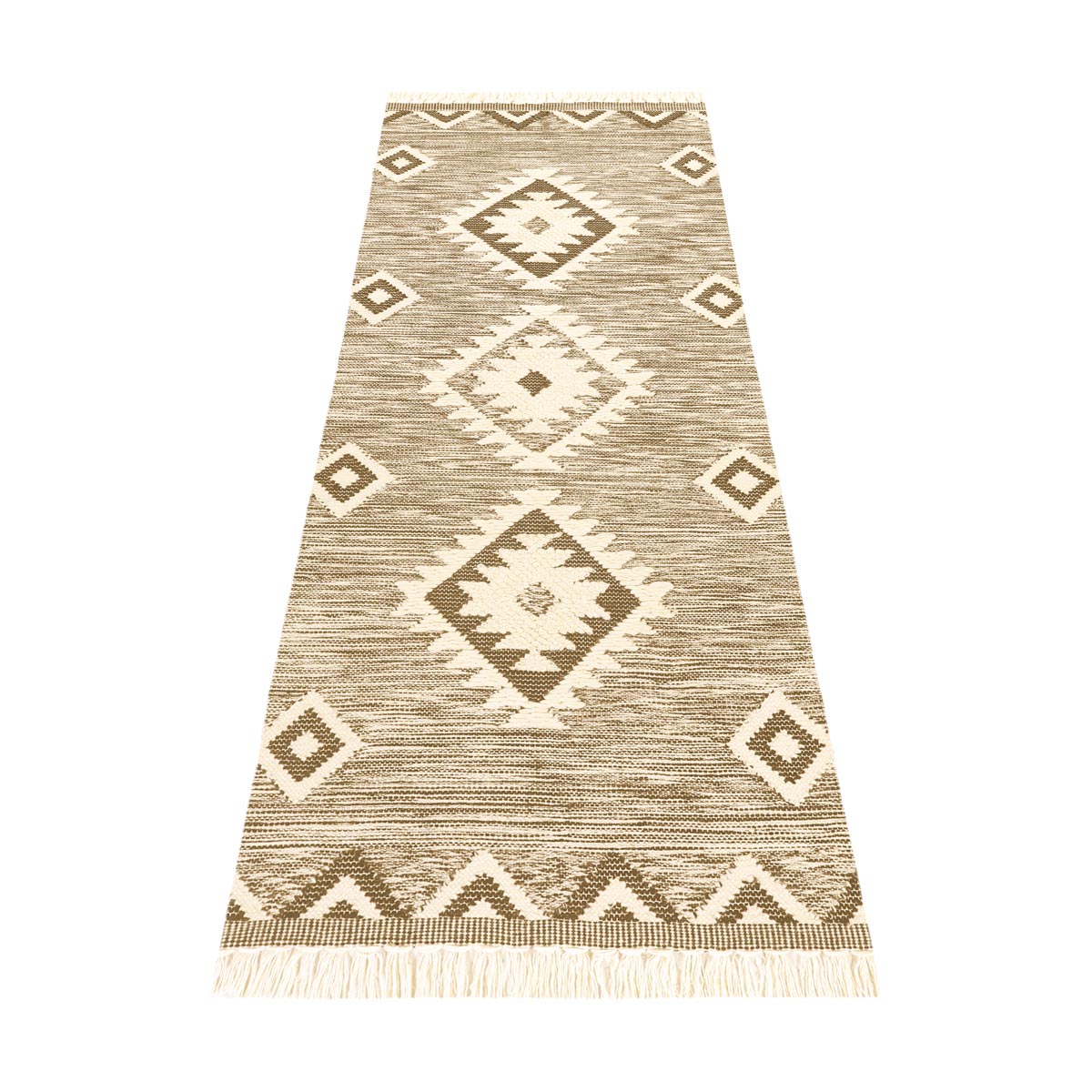 שטיח קילים סקנדינבי 06 חום ראנר עם פרנזים | השטיח האדום