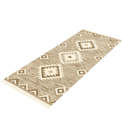 שטיח קילים סקנדינבי 06 חום ראנר עם פרנזים | השטיח האדום