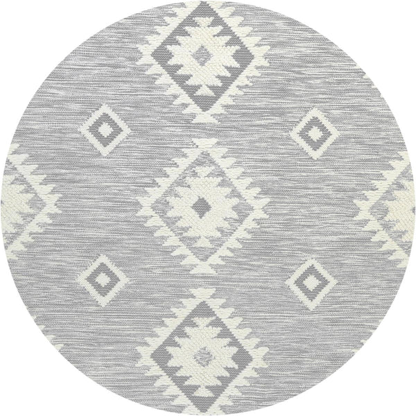 שטיח קילים סקנדינבי 06 אפור בהיר עגול KILIM