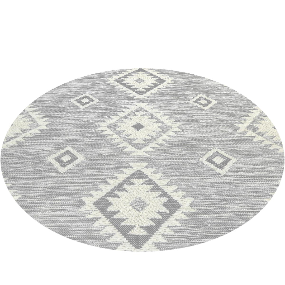 שטיח קילים סקנדינבי 06 אפור בהיר עגול | השטיח האדום