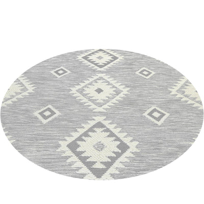 שטיח קילים סקנדינבי 06 אפור בהיר עגול | השטיח האדום