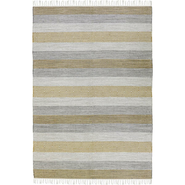 שטיח גפן כותנה 03 צהוב עם פרנזים GEFEN